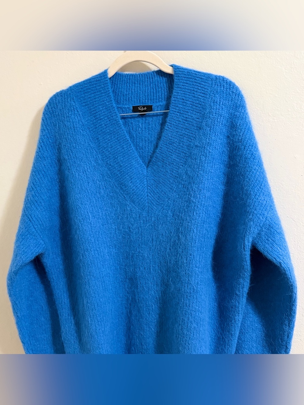 RAILS Jodie Blue V Neck Oversized Ribbed Slouchy Cozy Sweater M Alpaca blend - Picture 4 of 12